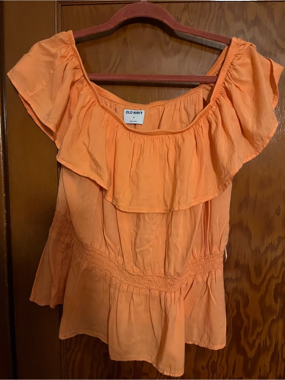Old Navy Orange Off-Shoulder Ruffle Tunic
